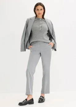 bonprix Bekleidung·Umstandsmode|Bekleidung·Jeans^Polo-Pullover mit Wollanteil grau meliert