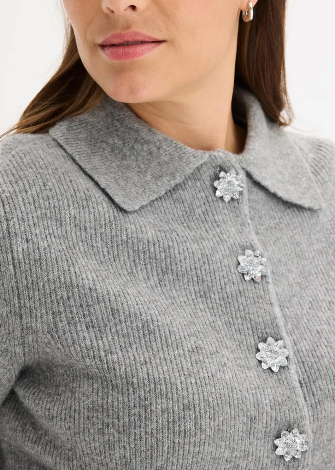 bonprix Bekleidung·Umstandsmode|Bekleidung·Jeans^Polo-Pullover mit Wollanteil grau meliert