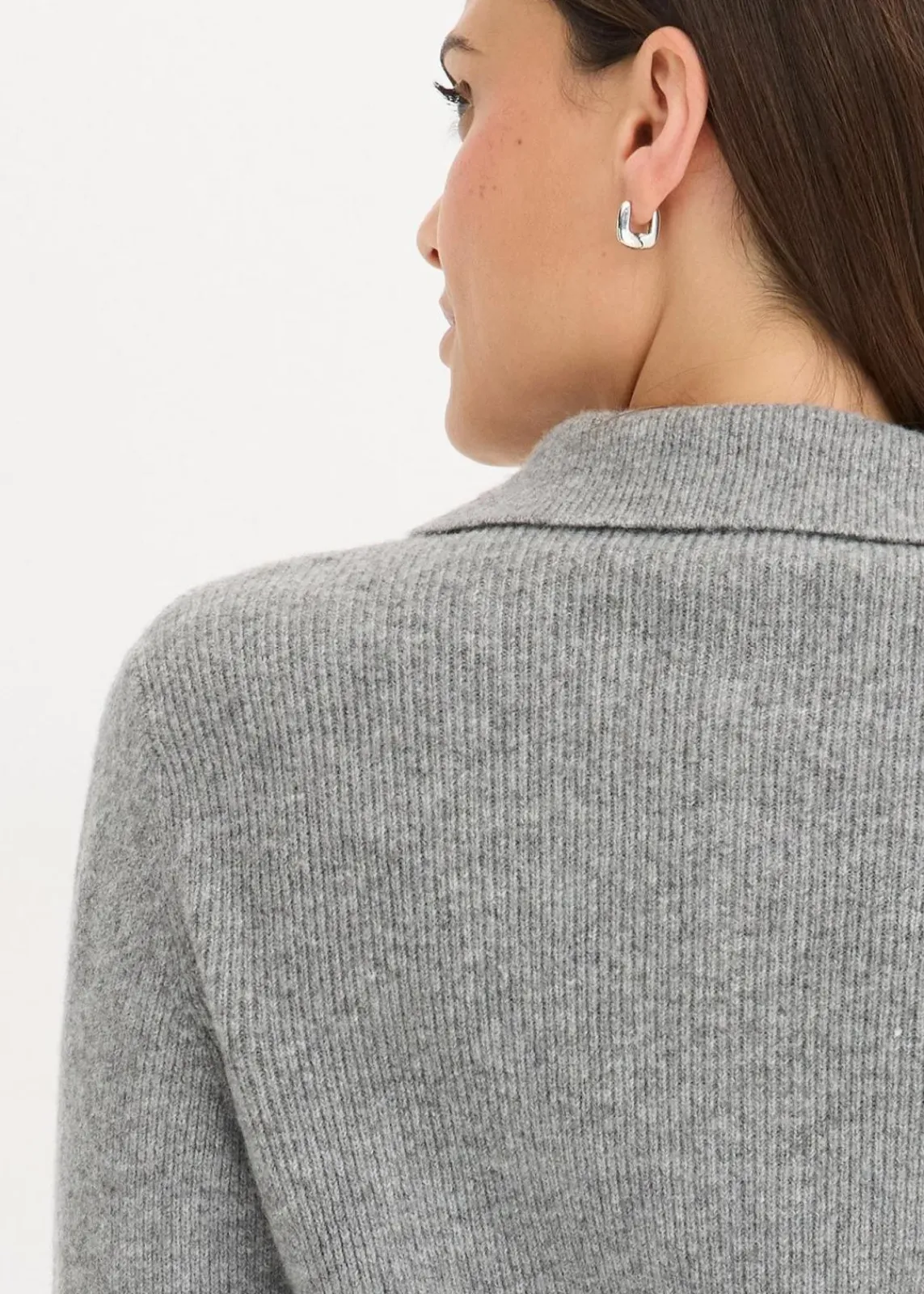 bonprix Bekleidung·Umstandsmode|Bekleidung·Jeans^Polo-Pullover mit Wollanteil grau meliert