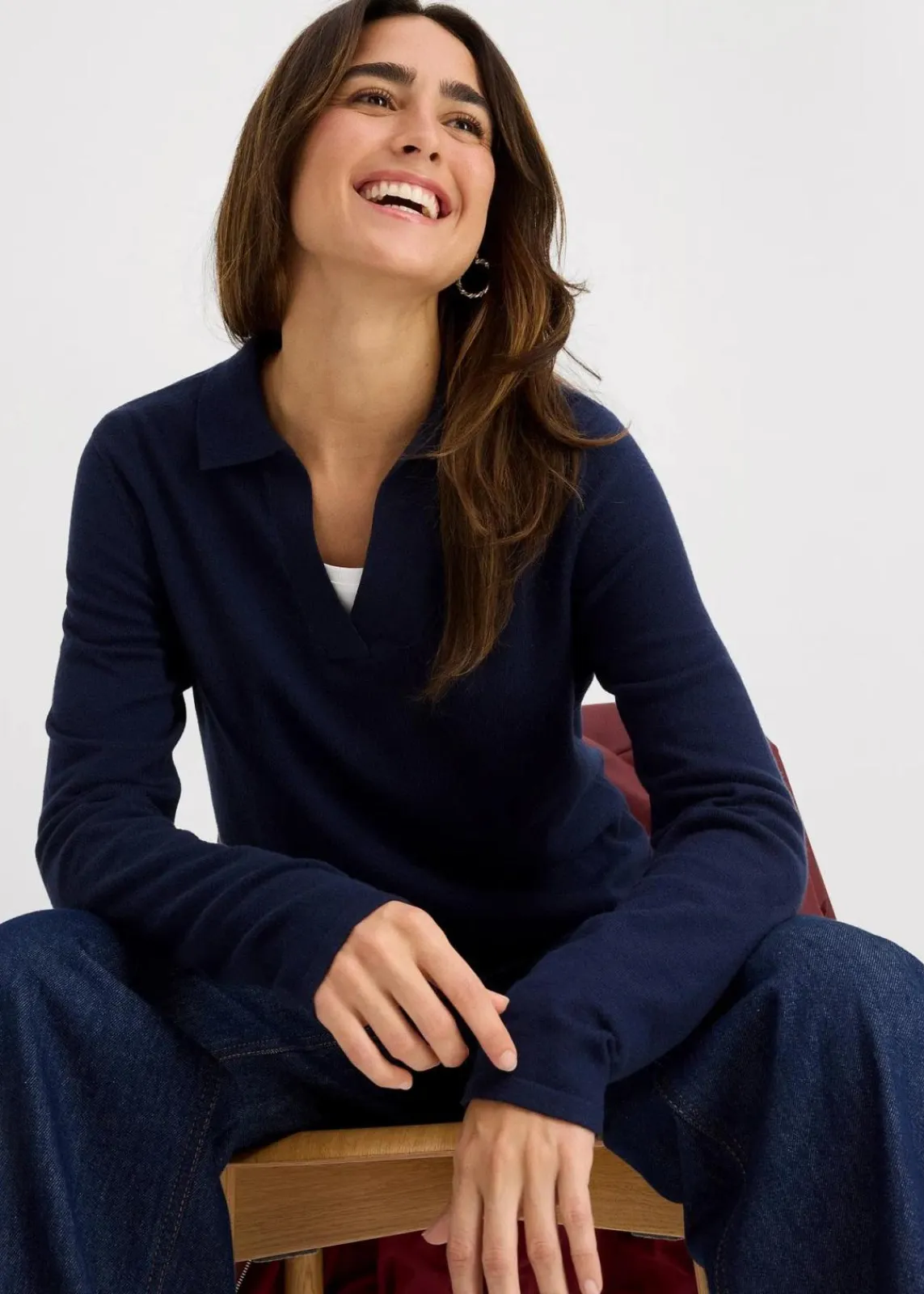 bonprix Nachhaltigere Materialien|Shirts & Tops^Poloshirt aus feiner Viskose dunkelblau