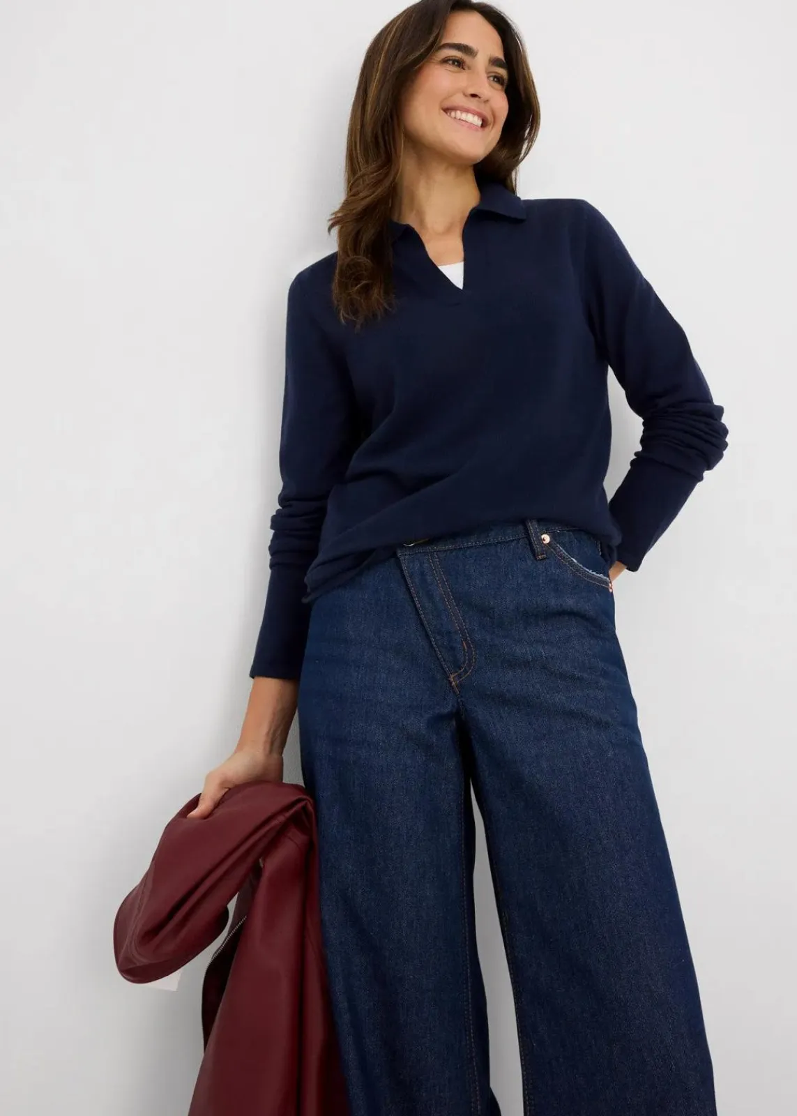 bonprix Nachhaltigere Materialien|Shirts & Tops^Poloshirt aus feiner Viskose dunkelblau