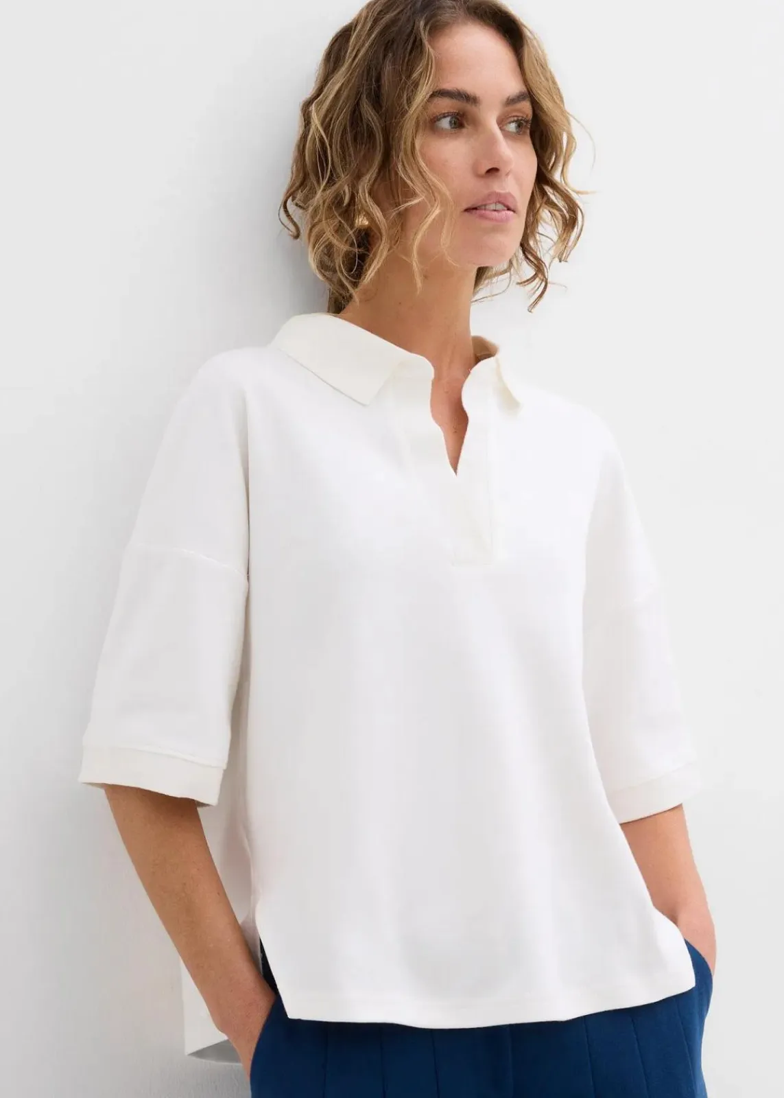 bonprix Shirts & Tops|Nachhaltigere Materialien^Poloshirt aus reiner Bio-Baumwolle wollweiß