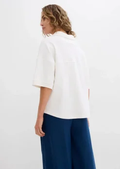 bonprix Shirts & Tops|Nachhaltigere Materialien^Poloshirt aus reiner Bio-Baumwolle wollweiß
