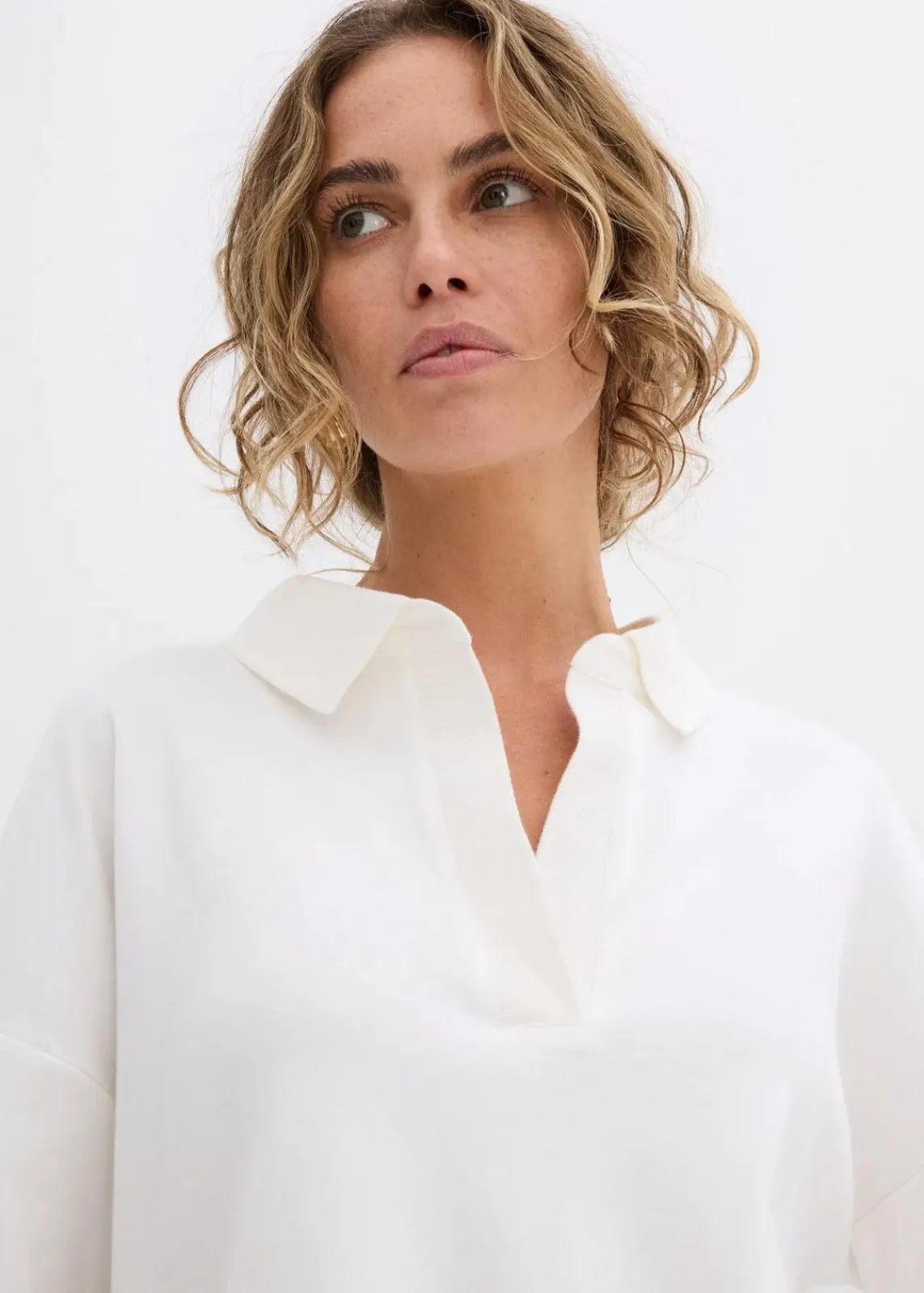 bonprix Shirts & Tops|Nachhaltigere Materialien^Poloshirt aus reiner Bio-Baumwolle wollweiß