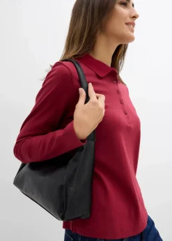 bonprix Nachhaltigere Materialien|Shirts & Tops^Poloshirt aus schwerer Bio-Baumwolle pflaumenrot