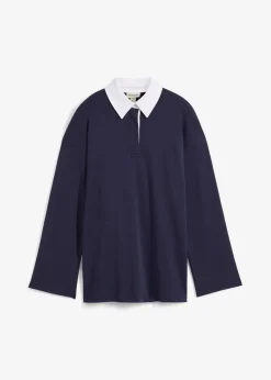 bonprix Shirts & Tops|Nachhaltigere Materialien^Poloshirt aus schwerer Bio-Baumwolle dunkelblau