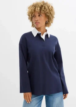 bonprix Shirts & Tops|Nachhaltigere Materialien^Poloshirt aus schwerer Bio-Baumwolle dunkelblau