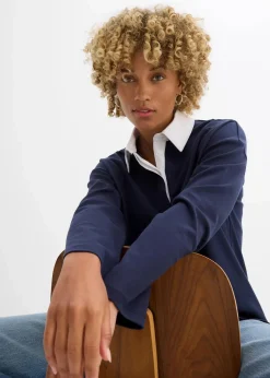 bonprix Shirts & Tops|Nachhaltigere Materialien^Poloshirt aus schwerer Bio-Baumwolle dunkelblau