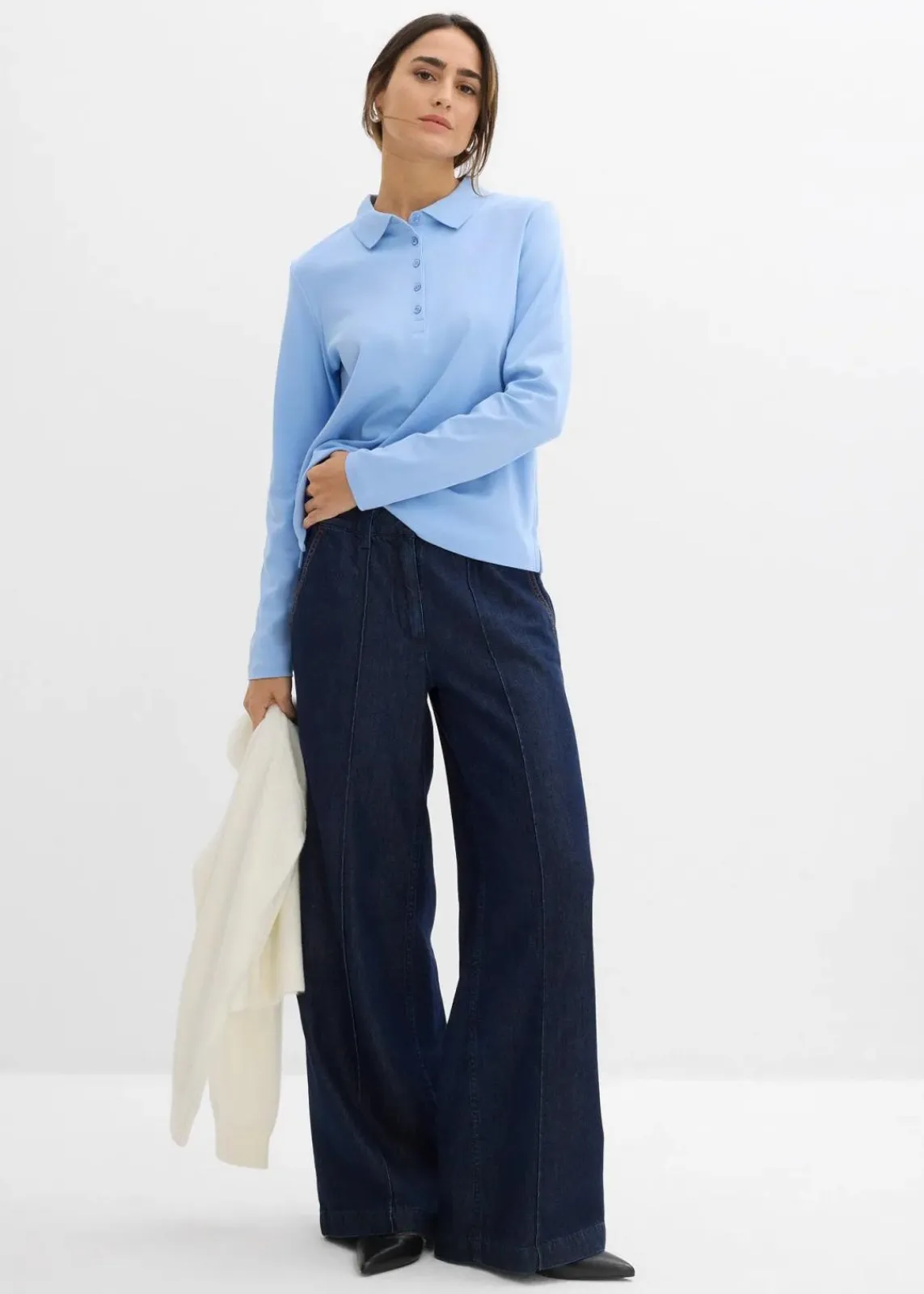 bonprix Nachhaltigere Materialien|Shirts & Tops^Poloshirt aus schwerer Bio-Baumwolle perlblau