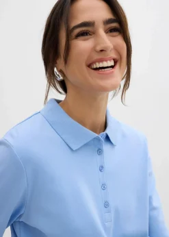 bonprix Nachhaltigere Materialien|Shirts & Tops^Poloshirt aus schwerer Bio-Baumwolle perlblau