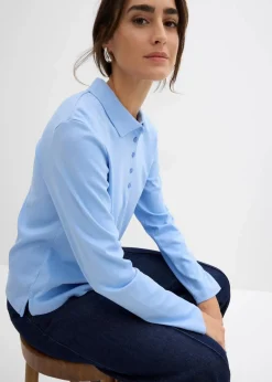 bonprix Nachhaltigere Materialien|Shirts & Tops^Poloshirt aus schwerer Bio-Baumwolle perlblau