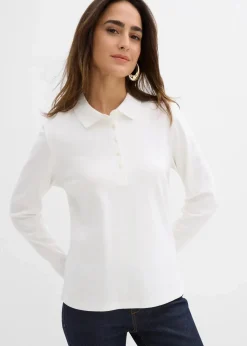 bonprix Bekleidung·Röcke|Basics^Poloshirt aus schwerer Bio-Baumwolle wollweiß