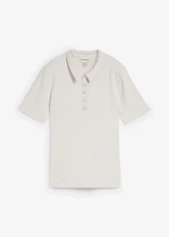 bonprix Shirts & Tops^Poloshirt aus Viskose-Mix silber meliert