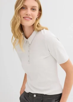 bonprix Shirts & Tops^Poloshirt aus Viskose-Mix silber meliert