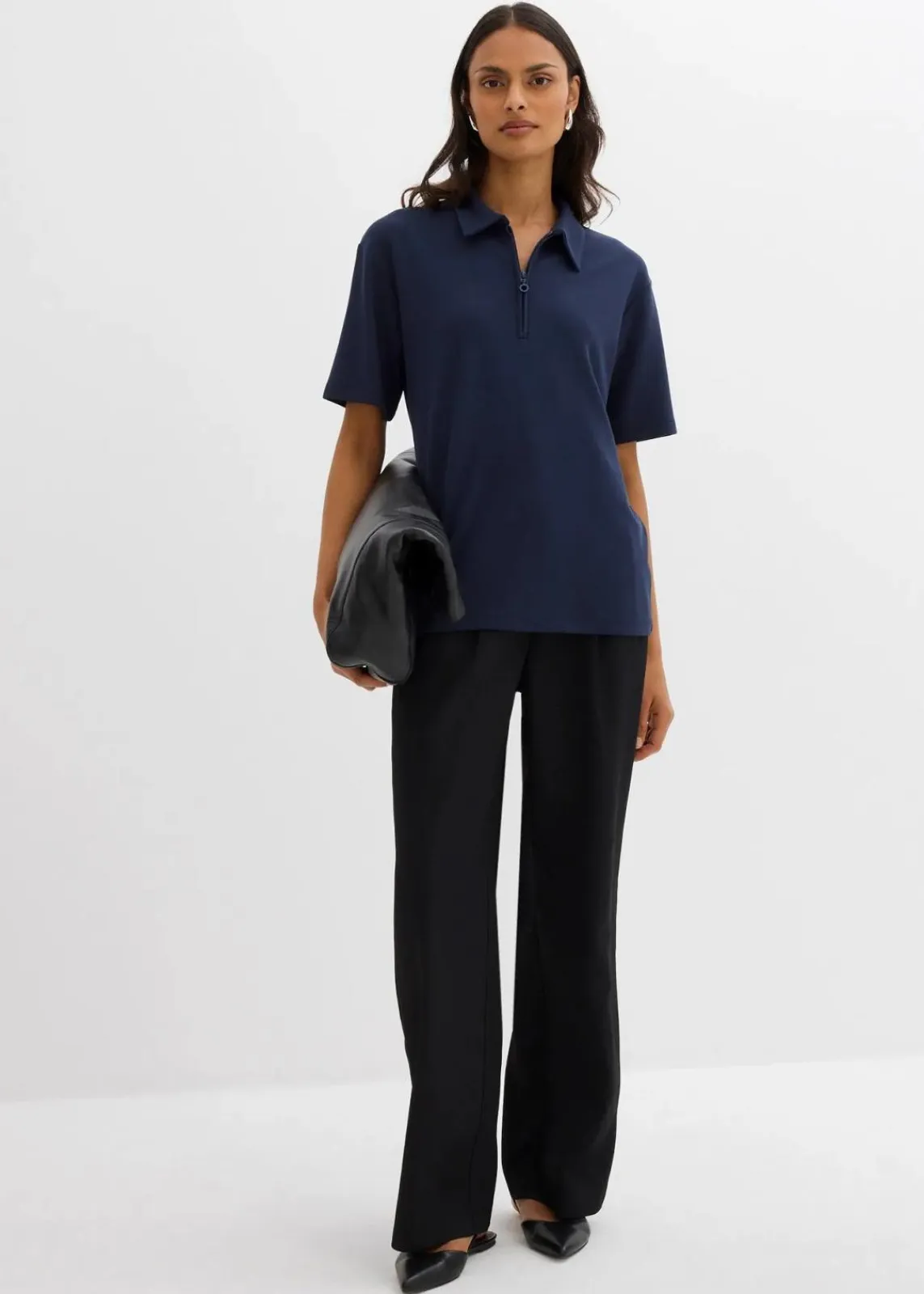 bonprix Shirts & Tops^Poloshirt aus Viskose-Mix dunkelblau