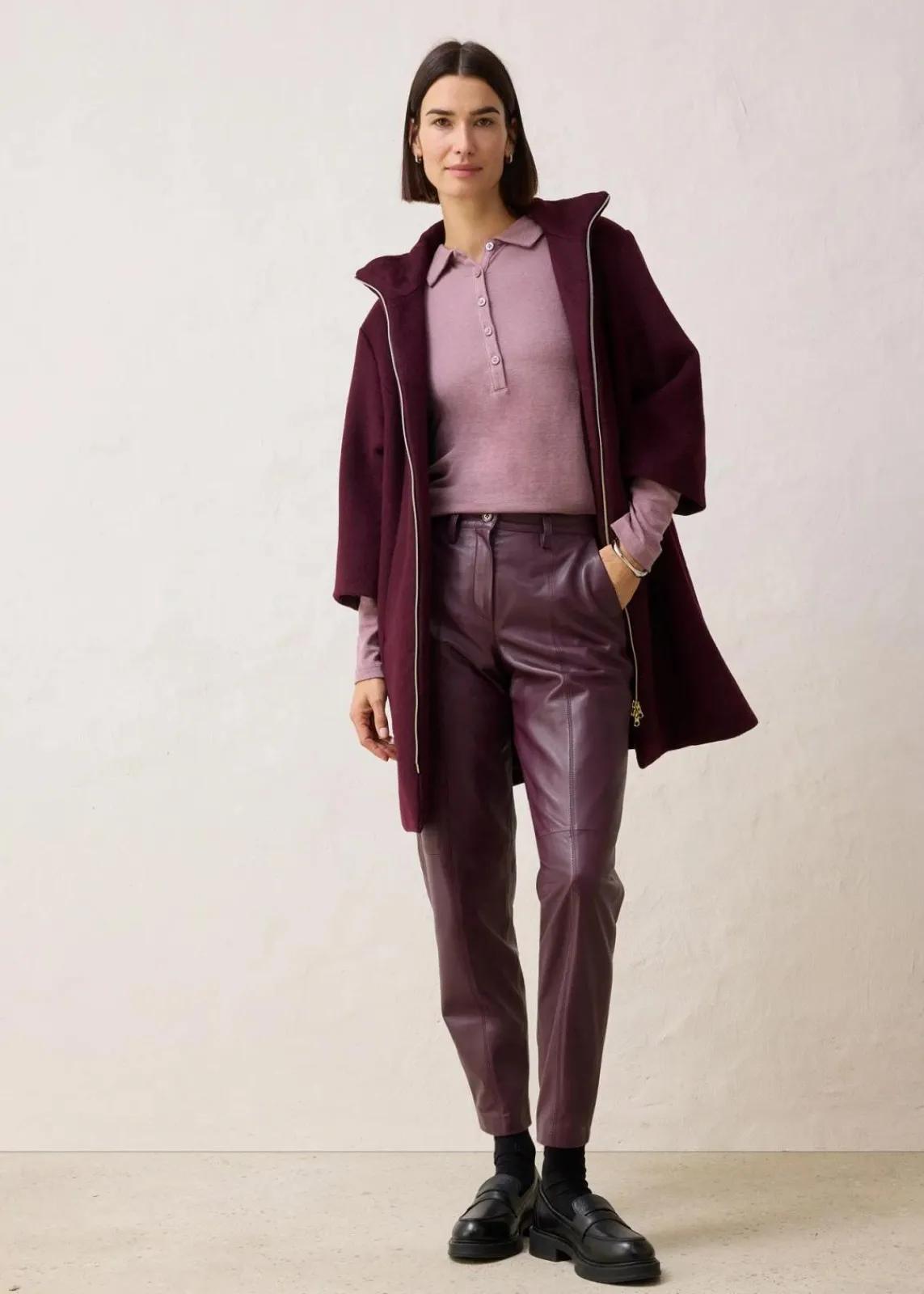 bonprix Shirts & Tops^Poloshirt mit Woll-Anteil matt violett