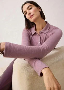 bonprix Shirts & Tops^Poloshirt mit Woll-Anteil matt violett