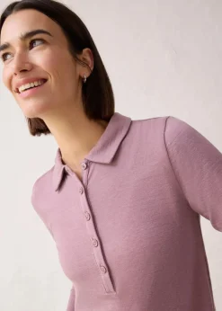 bonprix Shirts & Tops^Poloshirt mit Woll-Anteil matt violett