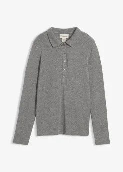 bonprix Shirts & Tops^Poloshirt mit Woll-Anteil grau meliert