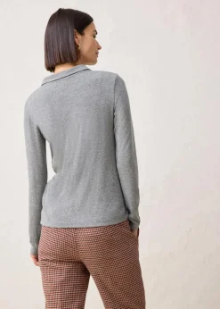 bonprix Shirts & Tops^Poloshirt mit Woll-Anteil grau meliert