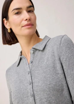 bonprix Shirts & Tops^Poloshirt mit Woll-Anteil grau meliert