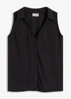 bonprix Shirts & Tops^Polotop aus Viskose-Piqué schwarz