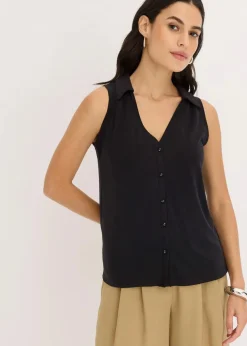 bonprix Shirts & Tops^Polotop aus Viskose-Piqué schwarz