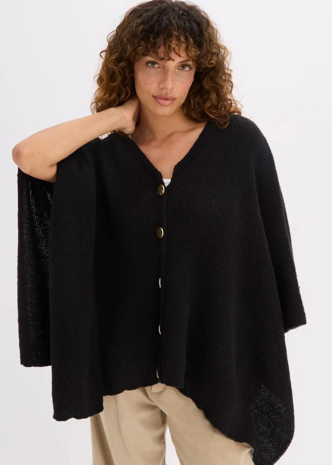 bonprix Ponchos|Schuhe & Accessoires In Spezialgrößen·Tücher & Ponchos^Poncho schwarz