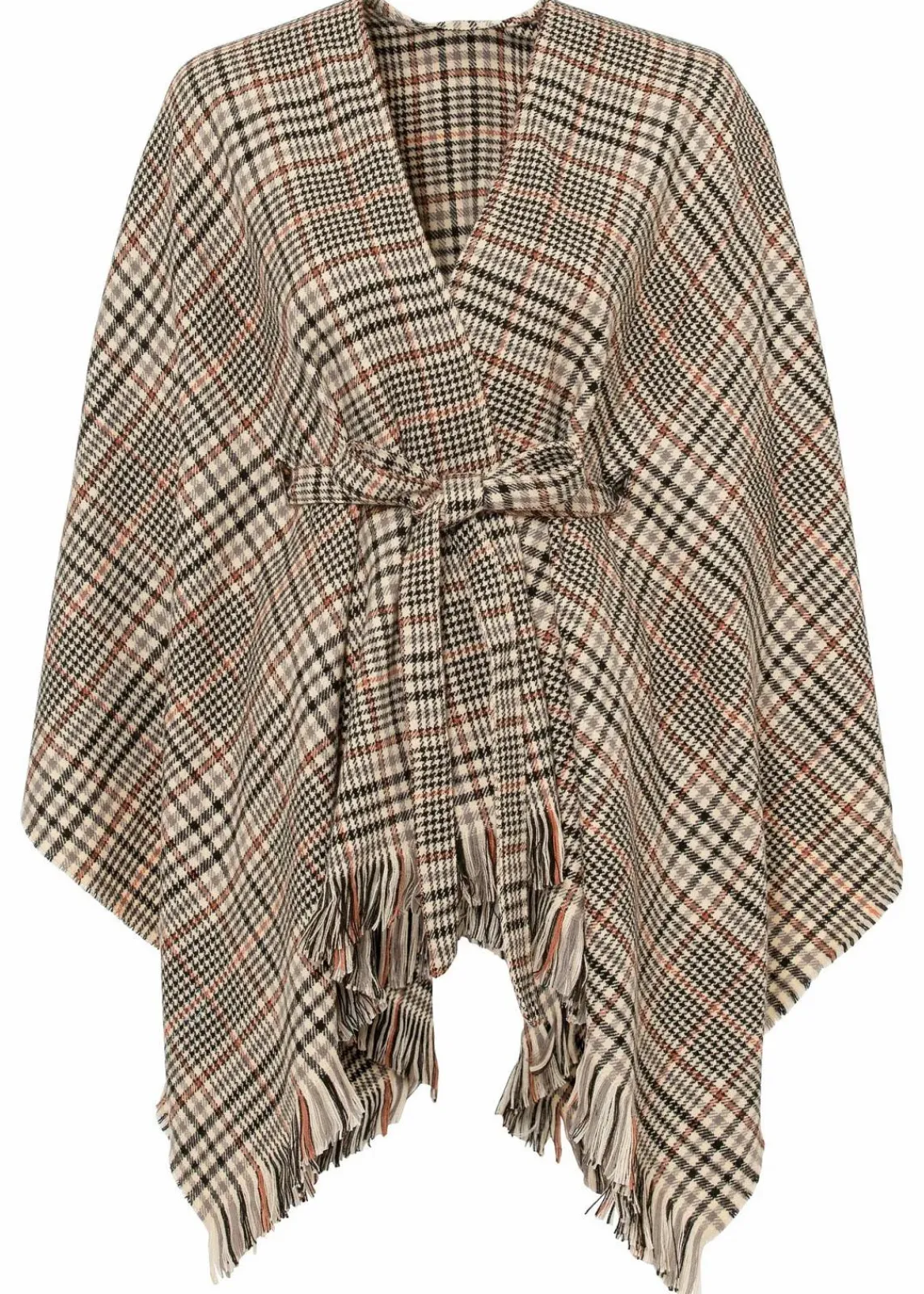 bonprix Ponchos|Schuhe & Accessoires In Spezialgrößen·Tücher & Ponchos^Poncho beige/schwarz kariert