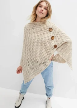 bonprix Ponchos|Schuhe & Accessoires In Spezialgrößen·Tücher & Ponchos^Poncho kieselbeige