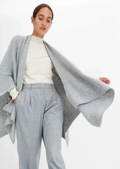 bonprix Schuhe & Accessoires In Spezialgrößen·Tücher & Ponchos|Ponchos^Poncho hellgrau meliert