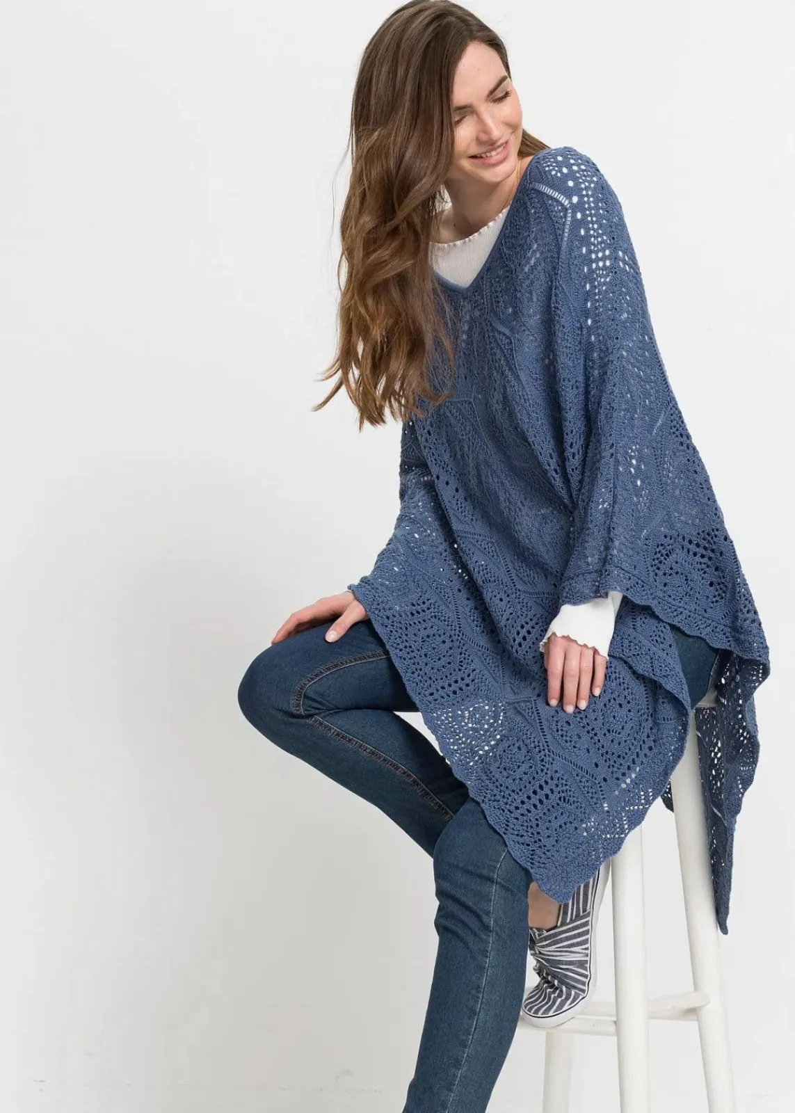 bonprix Ponchos|Schuhe & Accessoires In Spezialgrößen·Tücher & Ponchos^Poncho jeansblau