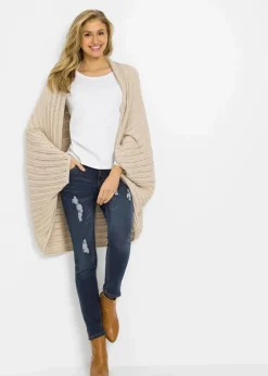 bonprix Ponchos|Schuhe & Accessoires In Spezialgrößen·Tücher & Ponchos^Poncho aus Feinstrick kieselbeige