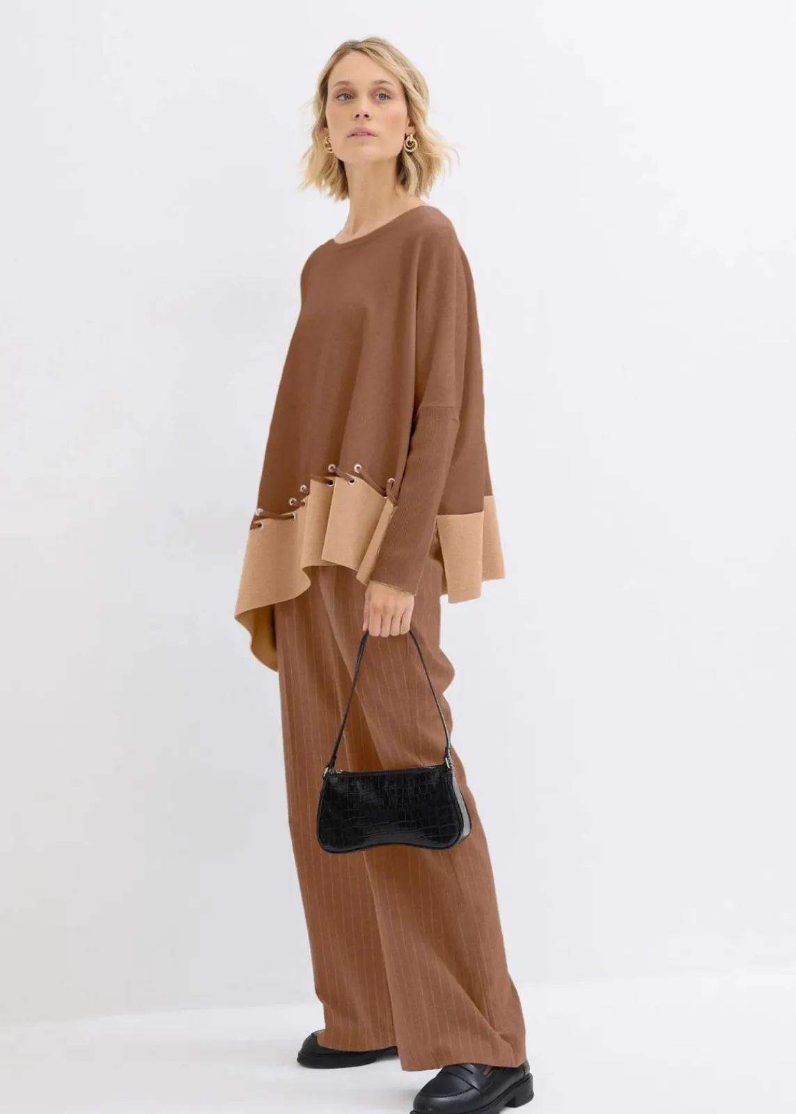 bonprix Bekleidung·Umstandsmode|Bekleidung·Jeans^Poncho Feinstrickpullover pimentbraun/cappuccino