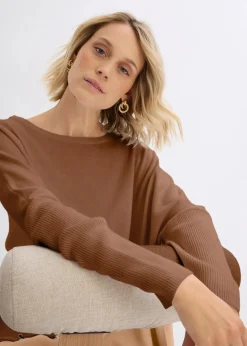 bonprix Bekleidung·Umstandsmode|Bekleidung·Jeans^Poncho Feinstrickpullover pimentbraun/cappuccino