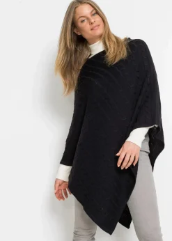 bonprix Ponchos|Schuhe & Accessoires In Spezialgrößen·Tücher & Ponchos^Poncho mit Kaschmiranteil schwarz