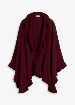 bonprix Pullover & Strickjacken|Strickmode^Poncho mit Kaschmiranteil ahornrot
