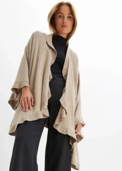 bonprix Ponchos|Schuhe & Accessoires In Spezialgrößen·Tücher & Ponchos^Poncho mit Kaschmiranteil taupe