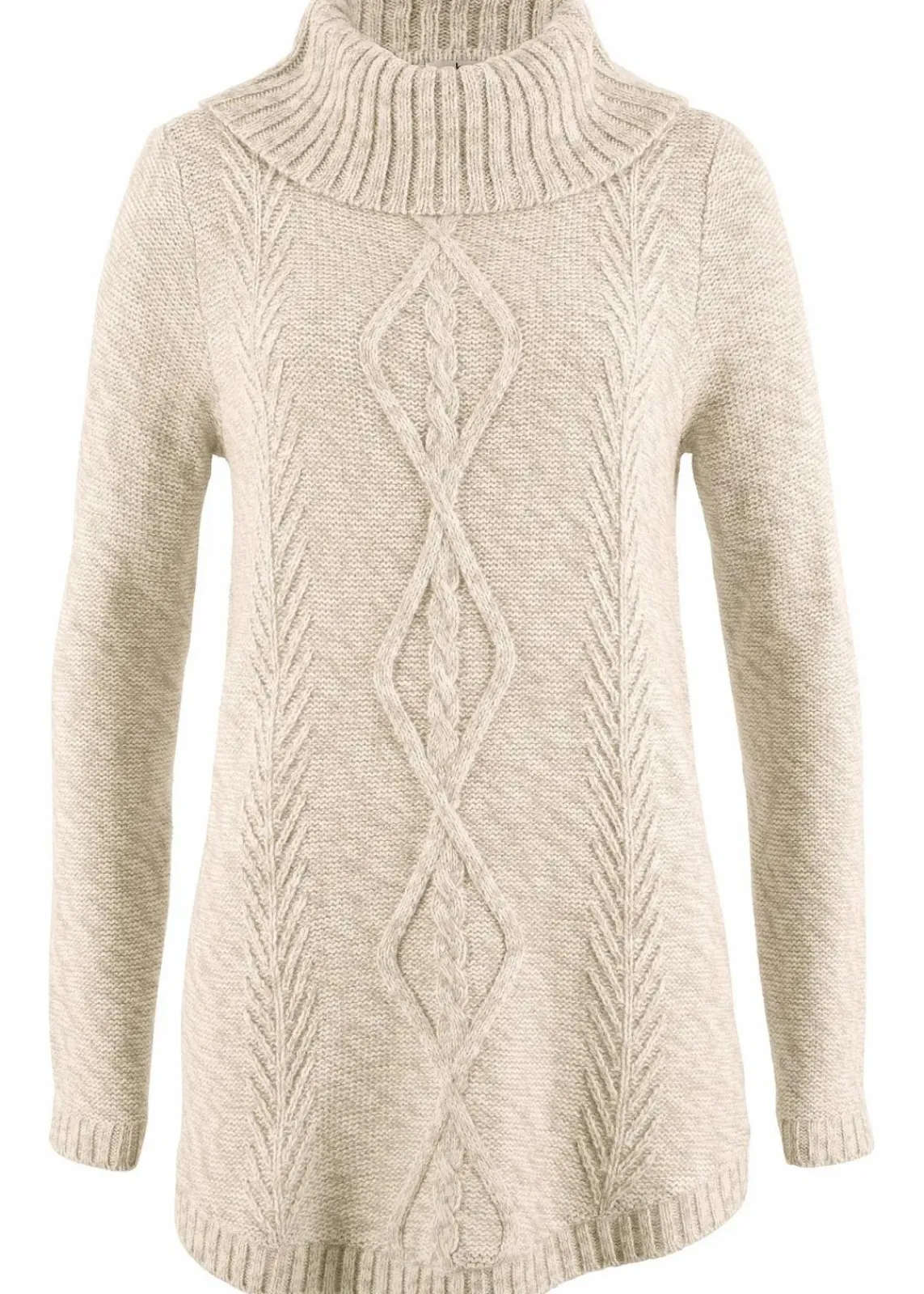 bonprix Pullover & Strickjacken|Strickmode^Poncho-Longpullover, Langarm wollweiß meliert