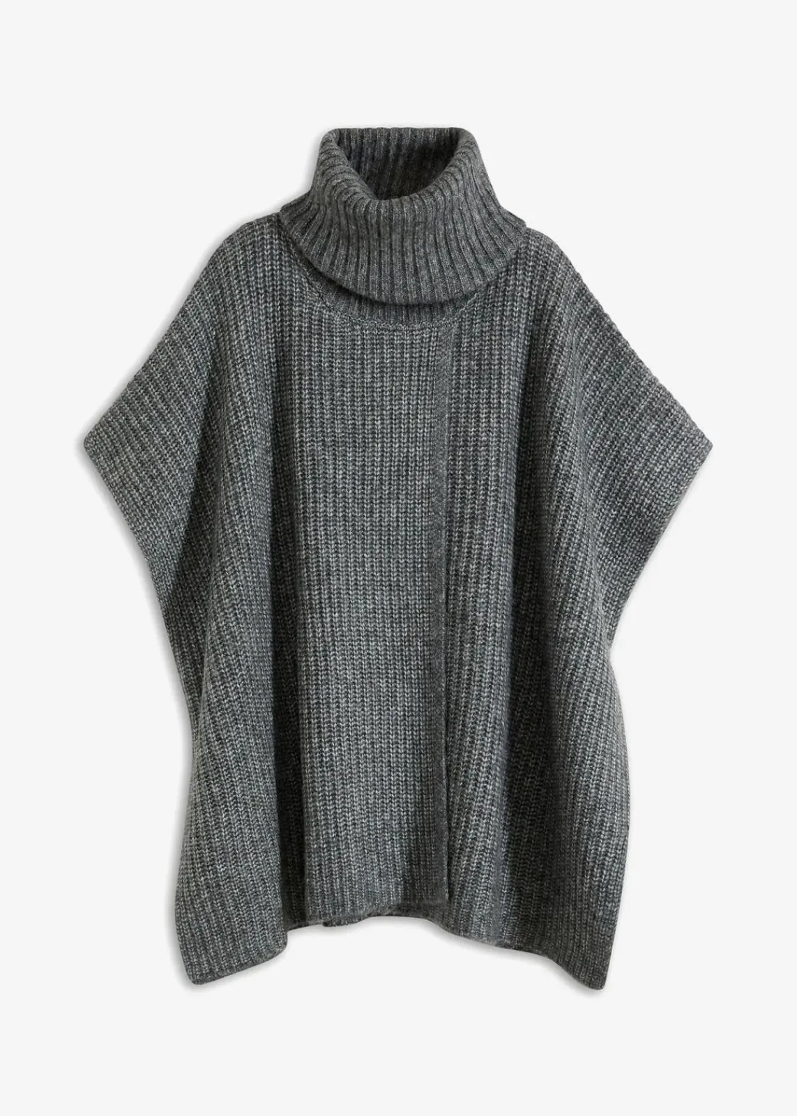 bonprix Pullover & Strickjacken|Strickmode^Poncho-Pullover mit Wollanteil anthrazit