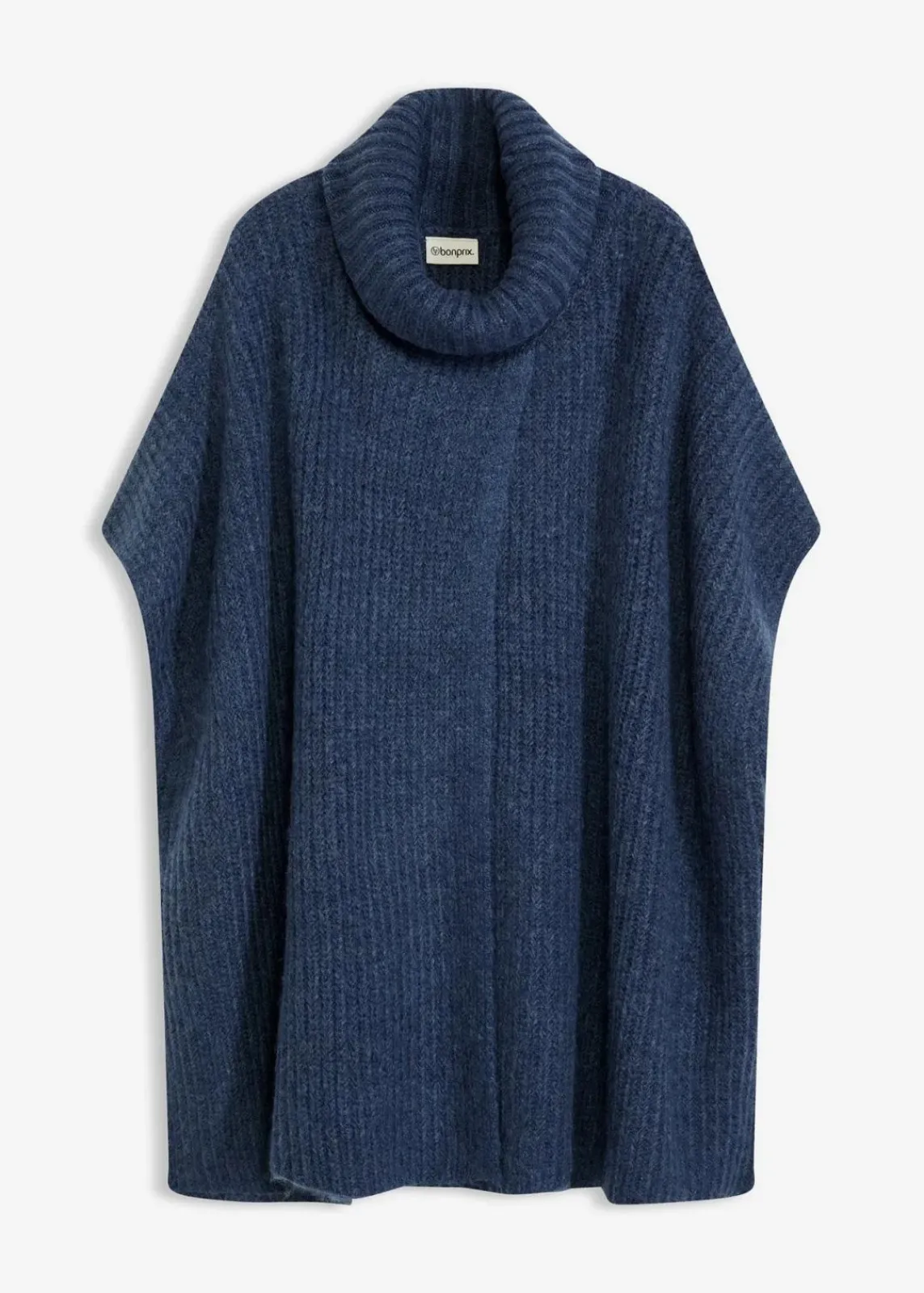 bonprix Ponchos|Schuhe & Accessoires In Spezialgrößen·Tücher & Ponchos^Poncho-Pullover mit Wollanteil indigo