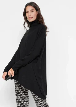 bonprix Bekleidung·Umstandsmode|Bekleidung·Jeans^Poncho-Rollkragenpullover mit asymmetrischem Schnitt schwarz