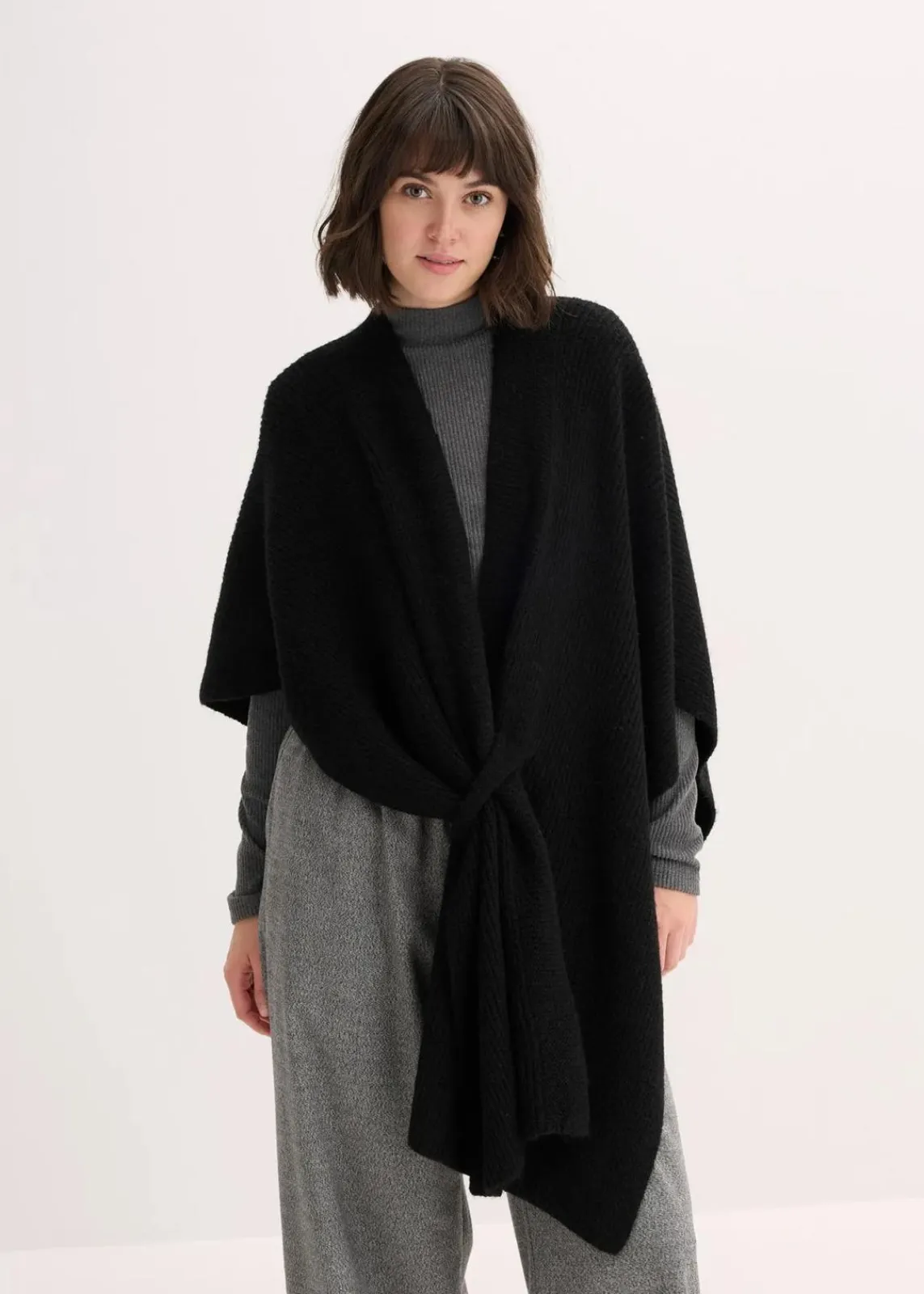 bonprix Ponchos|Schuhe & Accessoires In Spezialgrößen·Tücher & Ponchos^Poncho-Schal schwarz