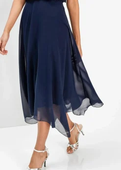 bonprix Kleider|Festliche Mode^Premium Chiffonkleid mit Spitze dunkelblau