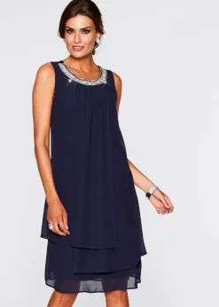 bonprix Bekleidung·Pullover & Strickjacken|Festliche Mode^Premium Kleid mit Applikation dunkelblau