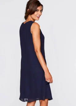 bonprix Bekleidung·Pullover & Strickjacken|Festliche Mode^Premium Kleid mit Applikation dunkelblau