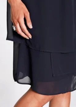 bonprix Bekleidung·Pullover & Strickjacken|Festliche Mode^Premium Kleid mit Applikation dunkelblau