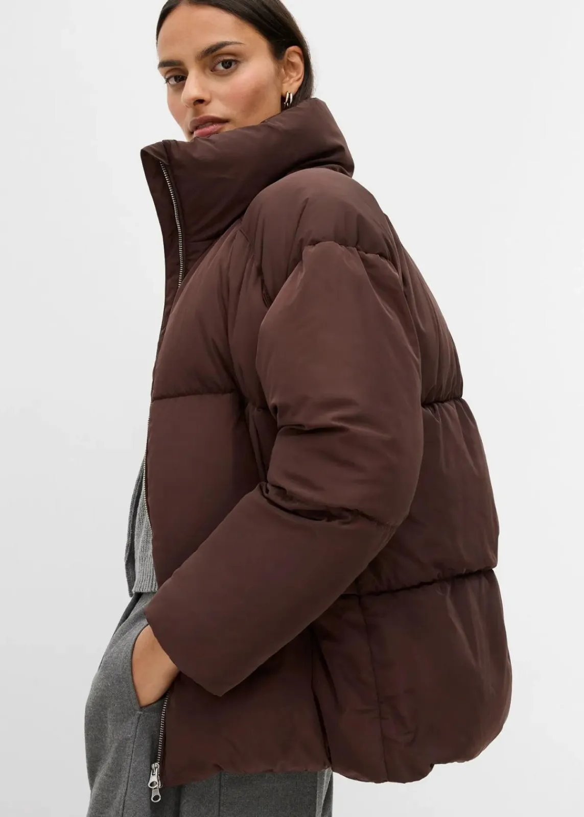 bonprix Jacken & Mäntel|Nachhaltigere Materialien^Puffer-Jacket dunkelbraun