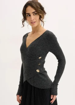 bonprix Bekleidung·Umstandsmode|Strickmode^Pullover anthrazit meliert