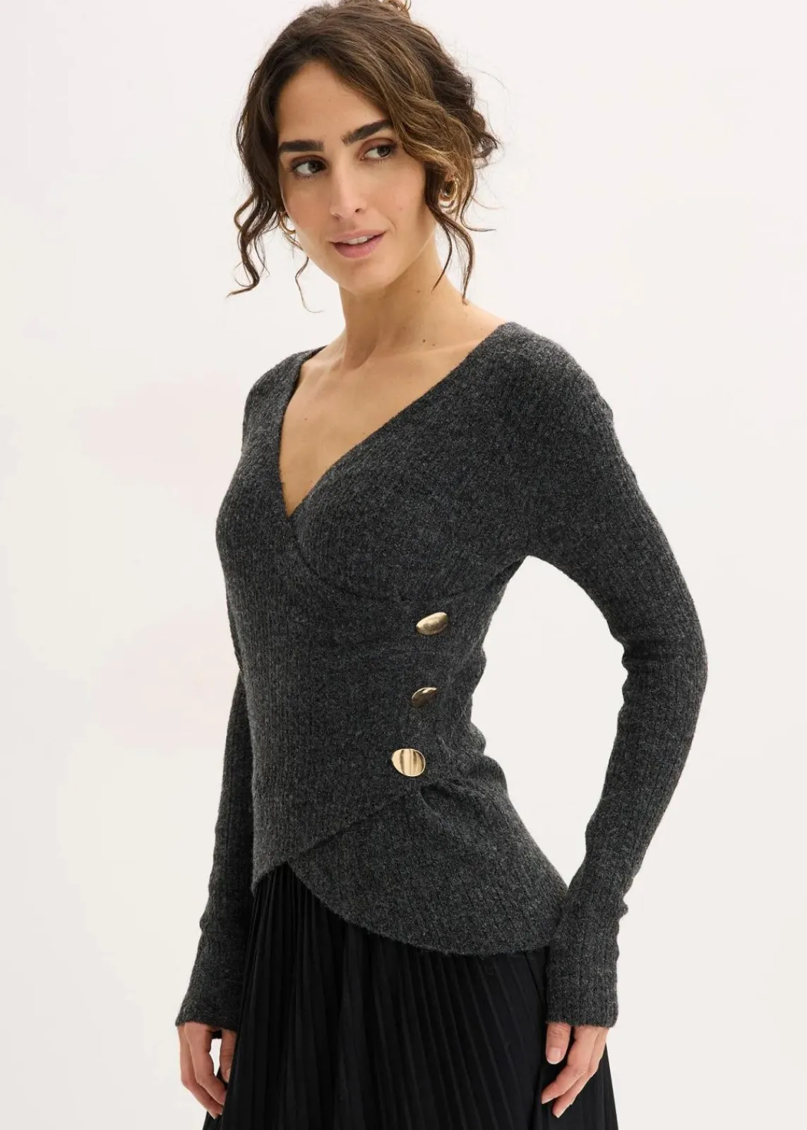 bonprix Bekleidung·Umstandsmode|Strickmode^Pullover anthrazit meliert